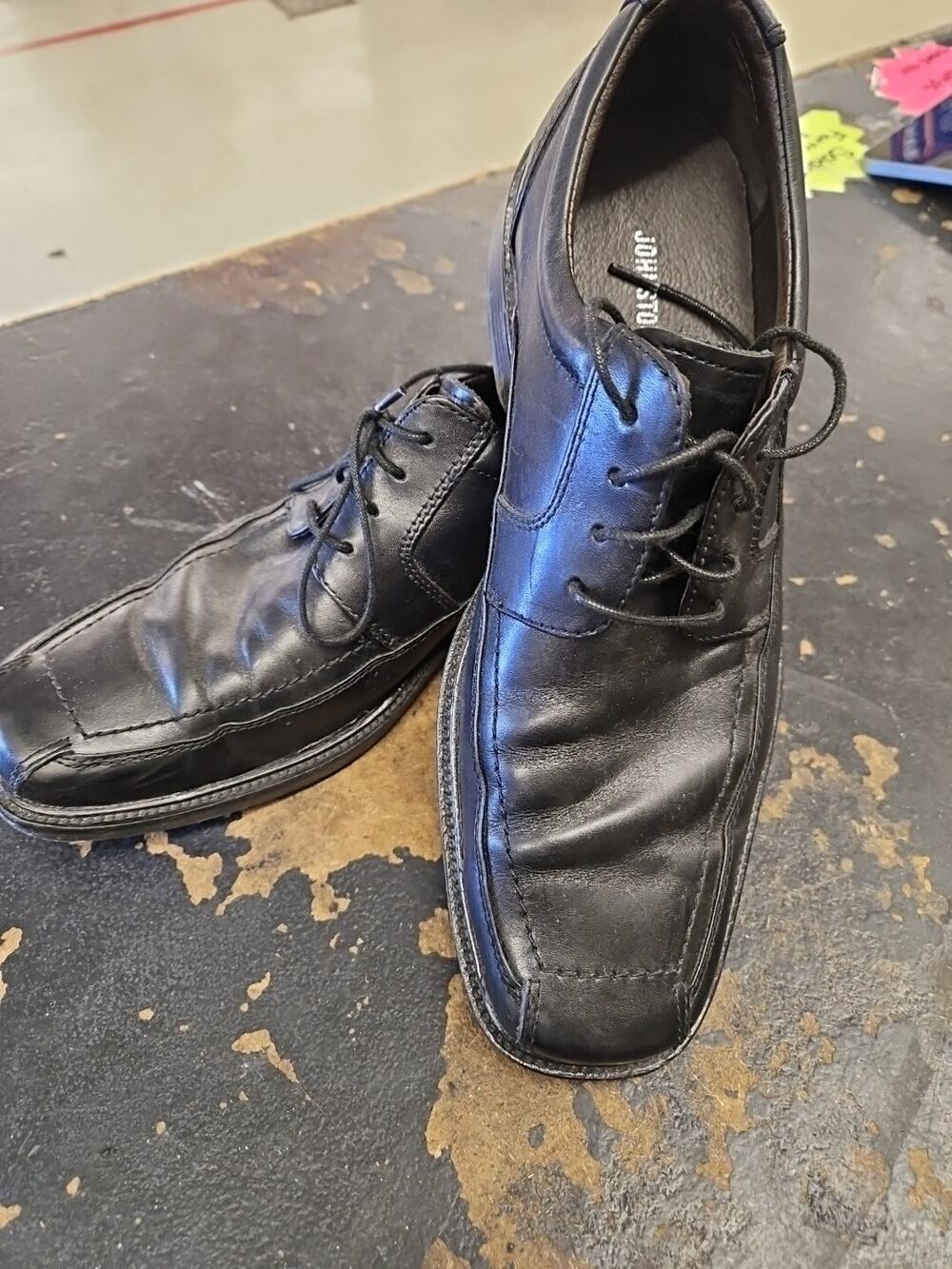 Johnston Murphy Men's Sz 8.5 Loafers Black Leather Square Toe Dress Casual